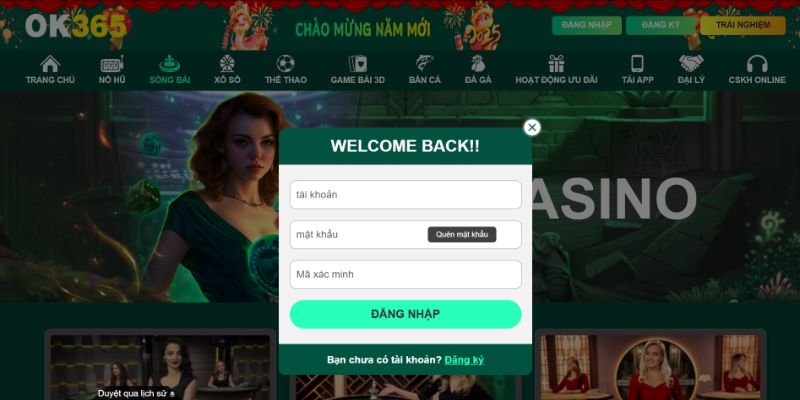 Hoàn tất đăng nhập ok365 nhanh chóng