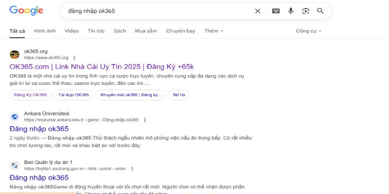Kết quả truy cập trên trình duyệt web